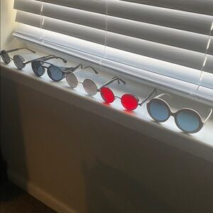 Round Vintage-Inspired Sunglasses Lot assorted red Elton white black